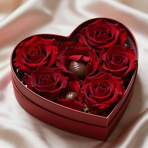 Heart-Shaped Box with Roses and Chocolates