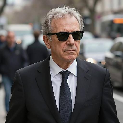 Serious Middle-Aged Man in Cityscape