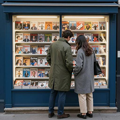 Couple Browsing Magazines at Newsstand