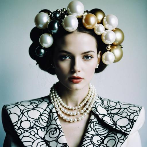 Surreal Fashion Portrait with Oversized Pearls