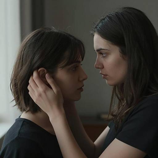 Intense Gaze: Two Women in Shadows