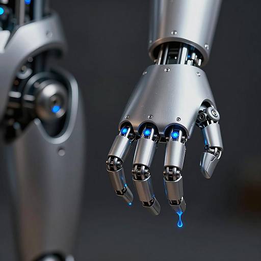 Futuristic Robotic Hand with Blue Energy