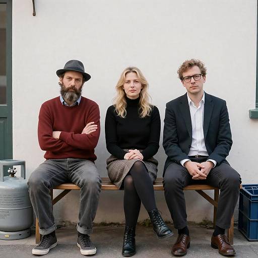 Casual Portrait of Three on a Bench