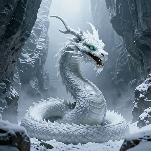 Majestic Ice-White Dragon in Cavern