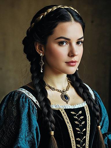 Renaissance Elegance: Solo Woman in Black