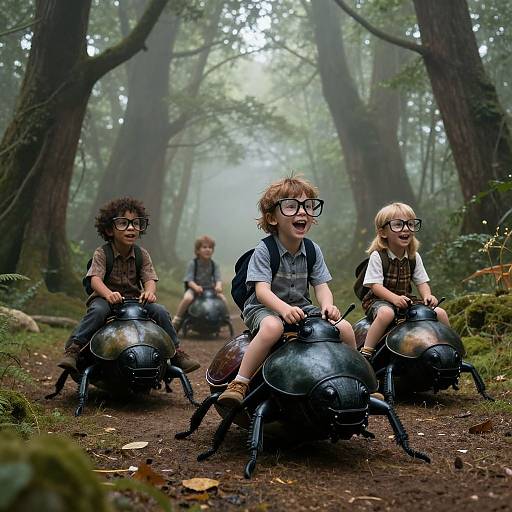 Whimsical Journey on Giant Beetles