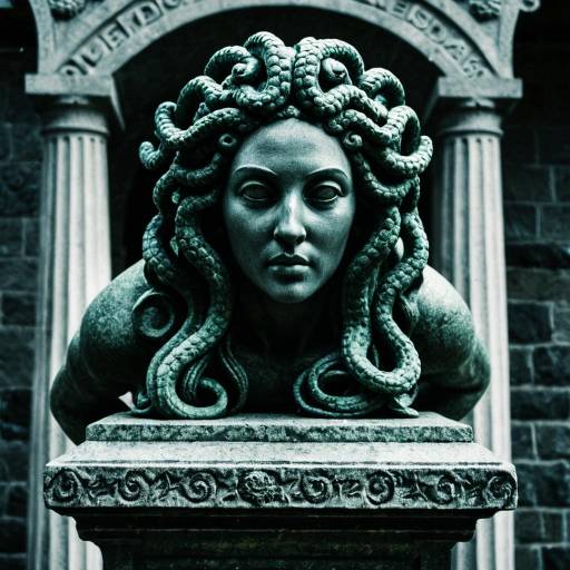 Eerie Medusa Emerging from Stone Pedestal