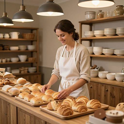 Cozy Bakery Scene with Smiling Woman