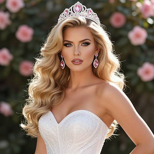 Glamorous Blonde Woman in Sparkling Dress