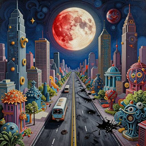 Hyperrealistic Magical Dark Cityscape