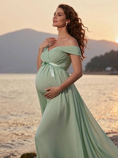 Sage Chiffon Maternity Golden Hour