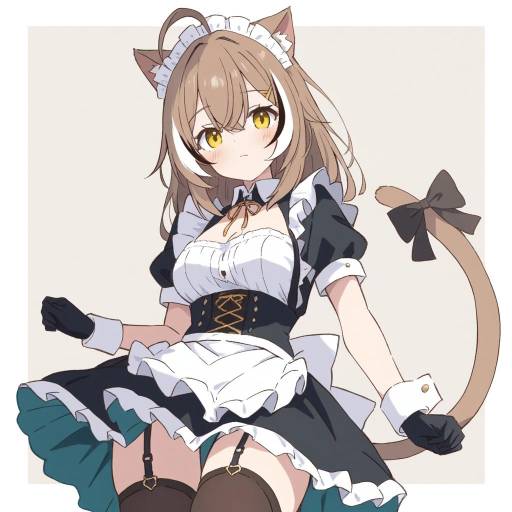Charming Cat Girl in Maid Outfit