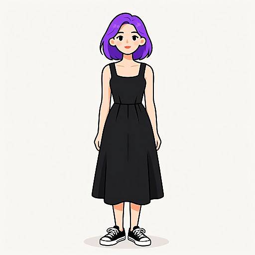 Elegant Woman in Casual Black Dress