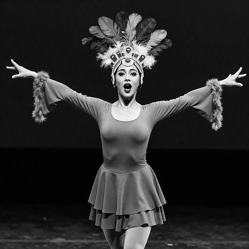 Female Dancer with Feathered Headdress Performing