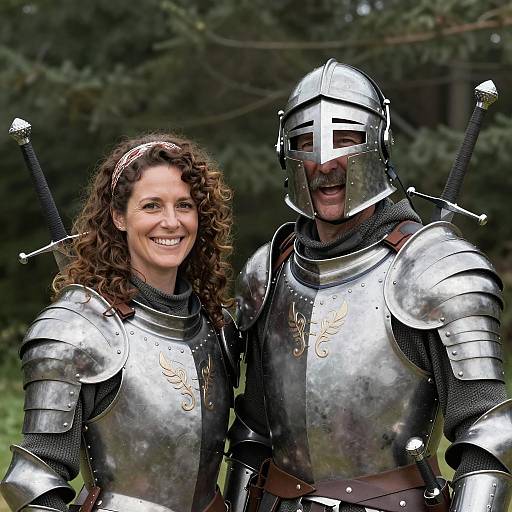 Heroic Couple in Futuristic Armor