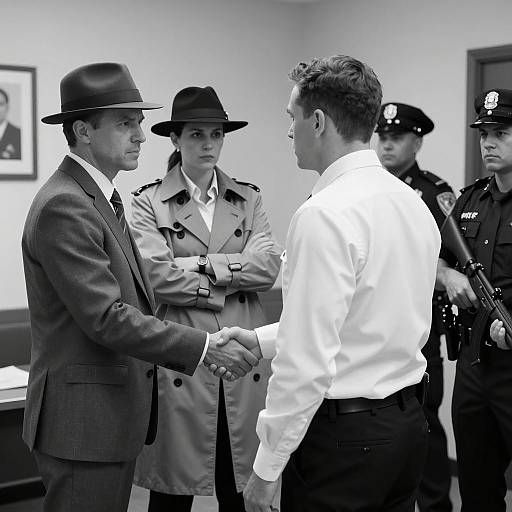 Tense Black and White Room Scene