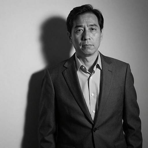 Serious Middle-Aged Man in Dark Suit