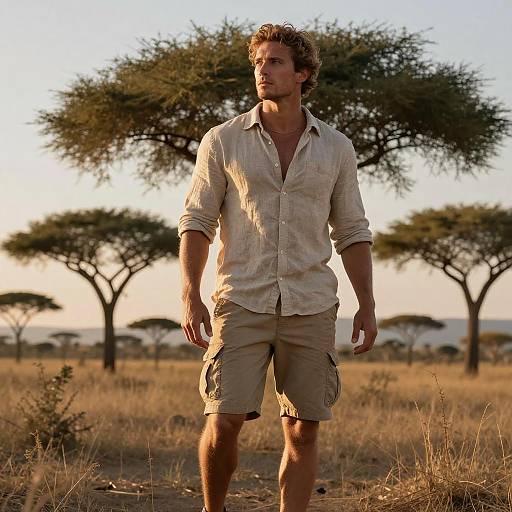 Photorealistic Sunset Savannah Scene