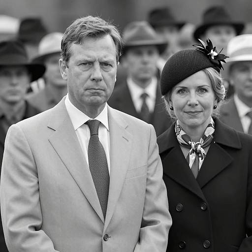 Monochrome Portrait of Couple in Crowd