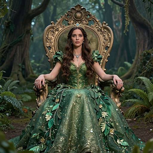 Regal Woman in Enchanted Forest