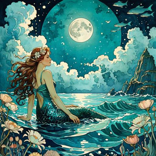 Enchanting Mermaid in Retro Sci-Fi Style Enchanting Mermaid in Retro Sci-Fi Style