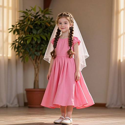 Radiant Girl on Cozy Rustic Stage