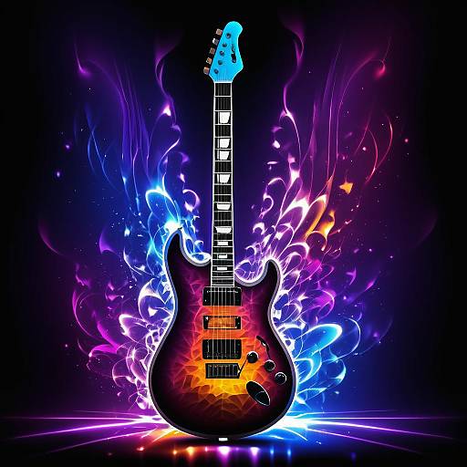 Neon Electric Guitar with Glowing Aura