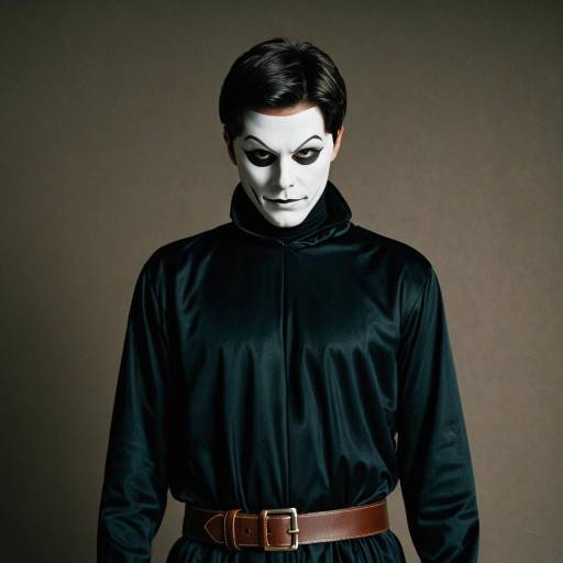 Man in Villain Halloween Costume with Mask