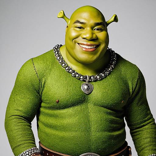 Man in Shrek Costume with Green Skin
