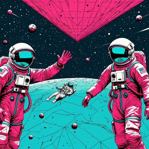 Vaporwave Astronauts in Geometric Space