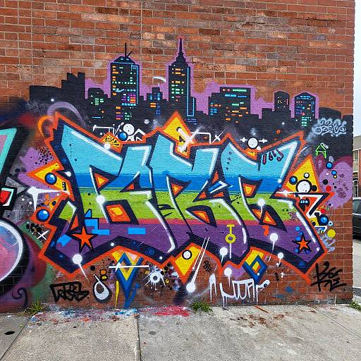 Vibrant Cyberpunk Graffiti Art