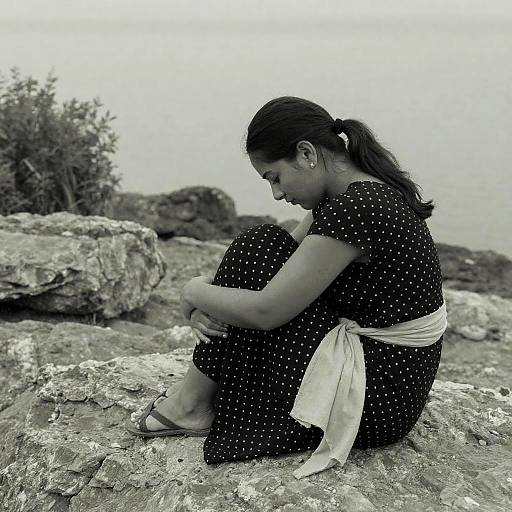 Serene Woman on Rocky Terrain