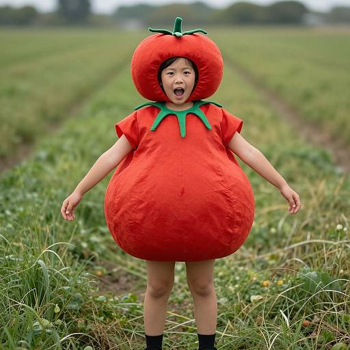 Tomato Costume in a Field