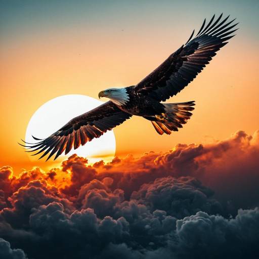 Eagle Soaring in Fiery Sunset Eagle Soaring in Fiery Sunset