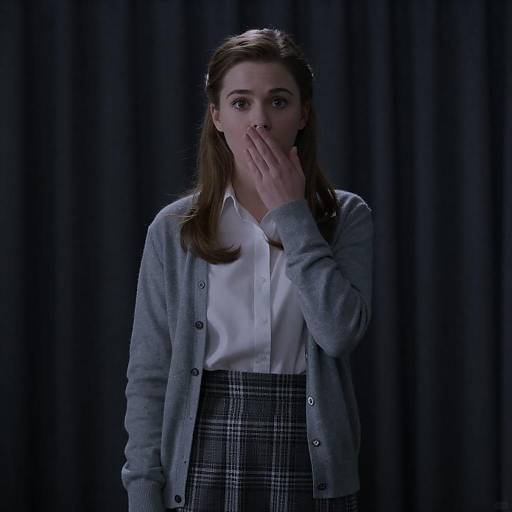 Surprised Young Woman in Blue Lighting