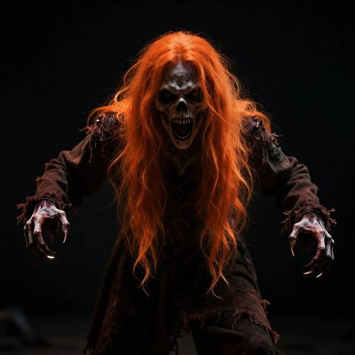 Ghostly Figure with Glowing Orange Hair