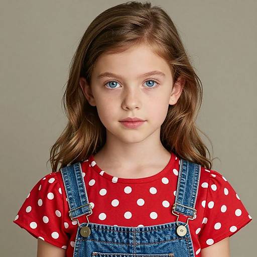 Girl with Polka Dot Top and Overalls