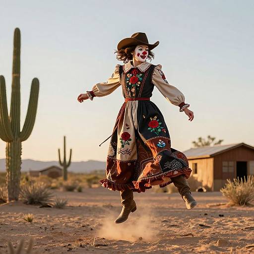 Rustic Western Dress with Rodeo Clown