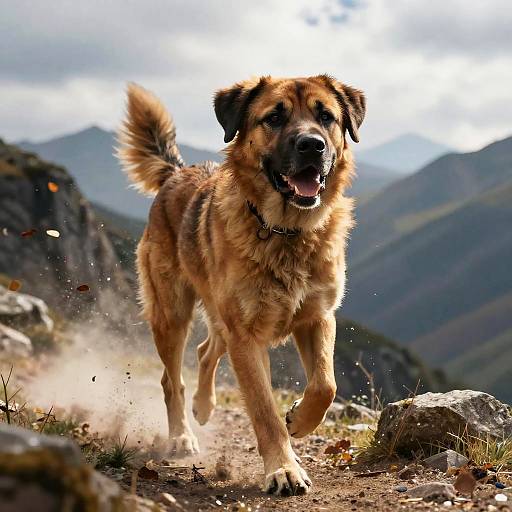 Determined Mastiff Trekking Mountain Path