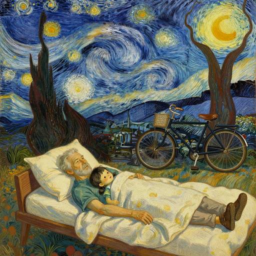 Whimsical Grandfather and Grandchild Scene