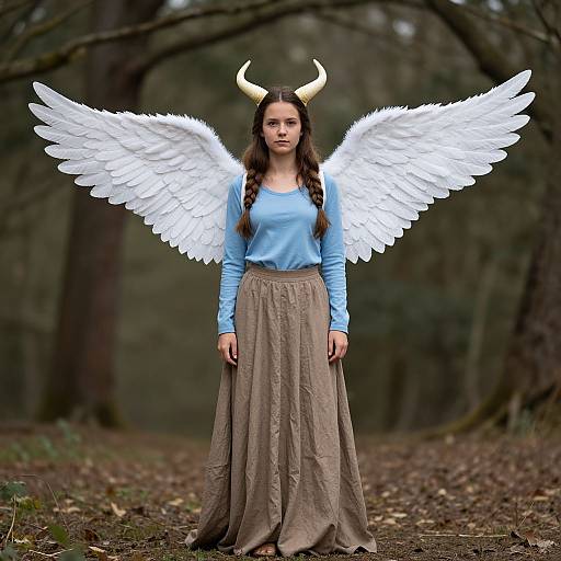 Fallen Angel Girl in Outdoor Costume