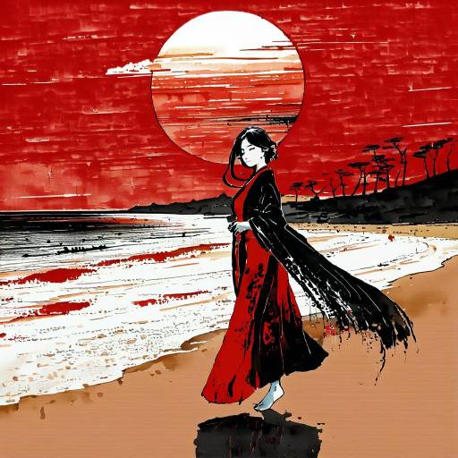 Serene Sunset: Woman at the Beach