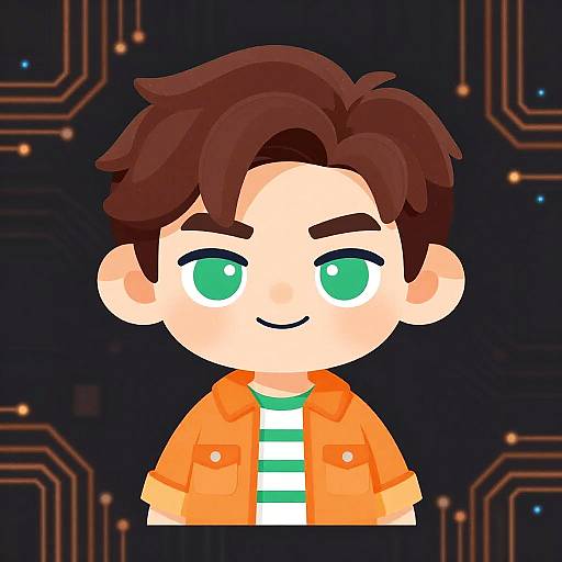 Chibi Character with Retro Tech Vibe