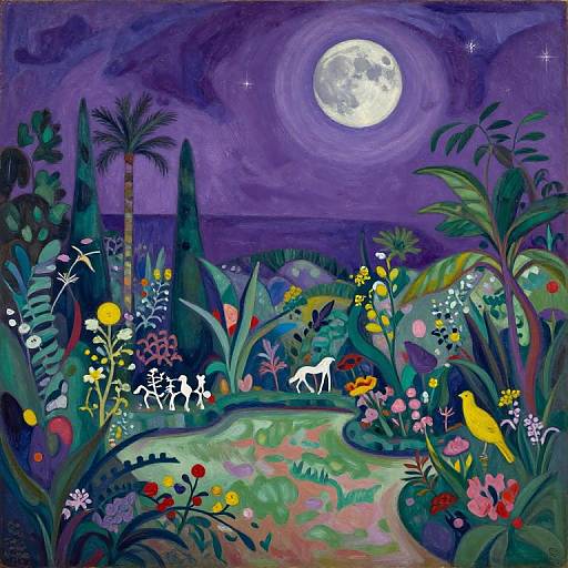 Braque-Inspired Purple Magic Sea