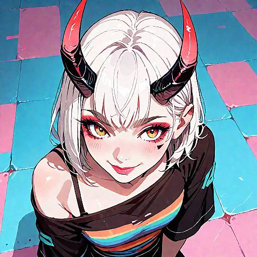 White-Haired Oni Girl Aesthetic