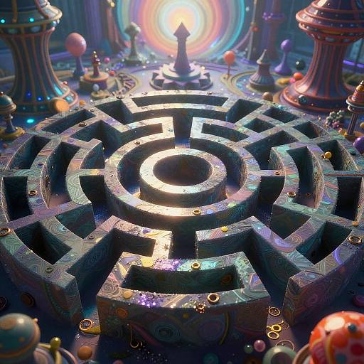 Psychedelic Labyrinth in Vibrant DMT Style