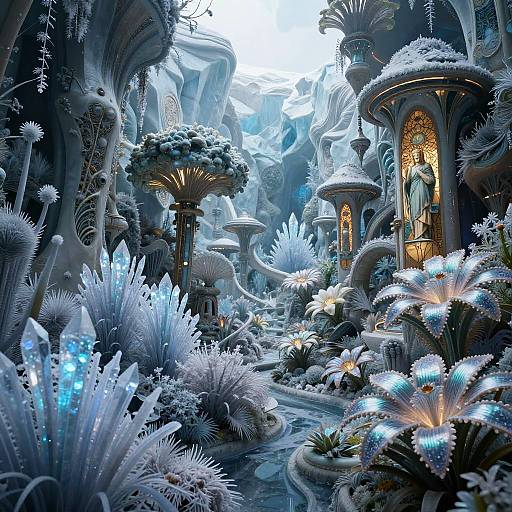 Futuristic Extraterrestrial Ice Garden