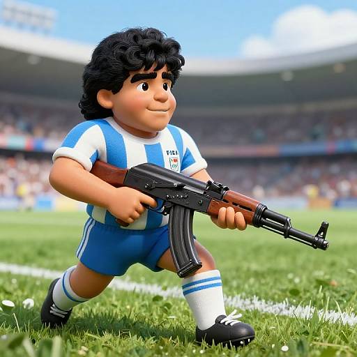 Surreal Cartoon Diego Maradona Heist