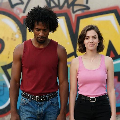 Urban Portrait Against Vibrant Graffiti