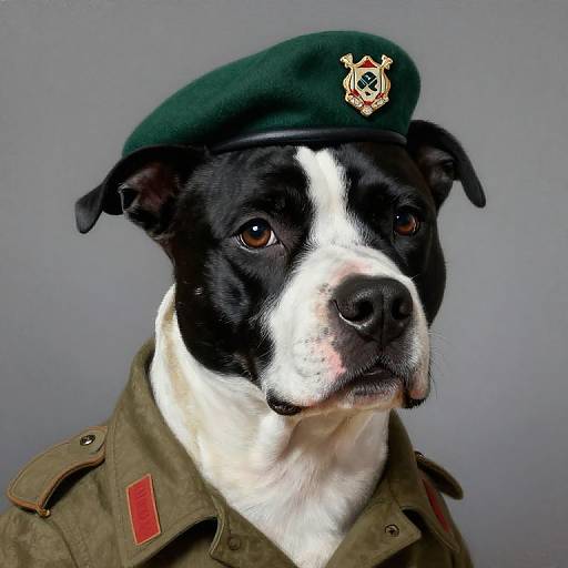 Staffordshire Bull Terrier in Military Uniform